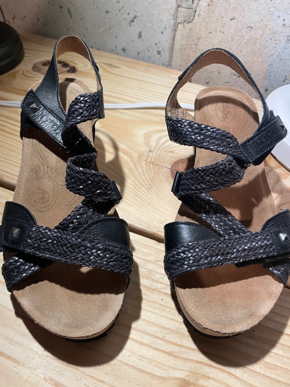 Taos Footwear Black Braided Leather Sandals